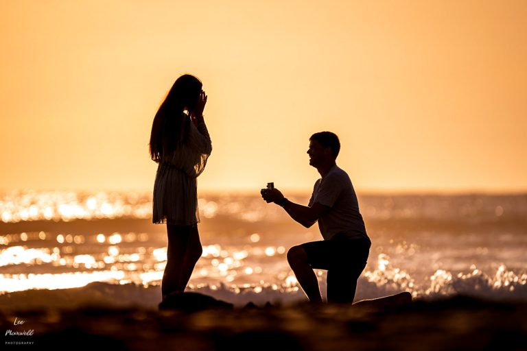 Sunset proposal on Devon beach