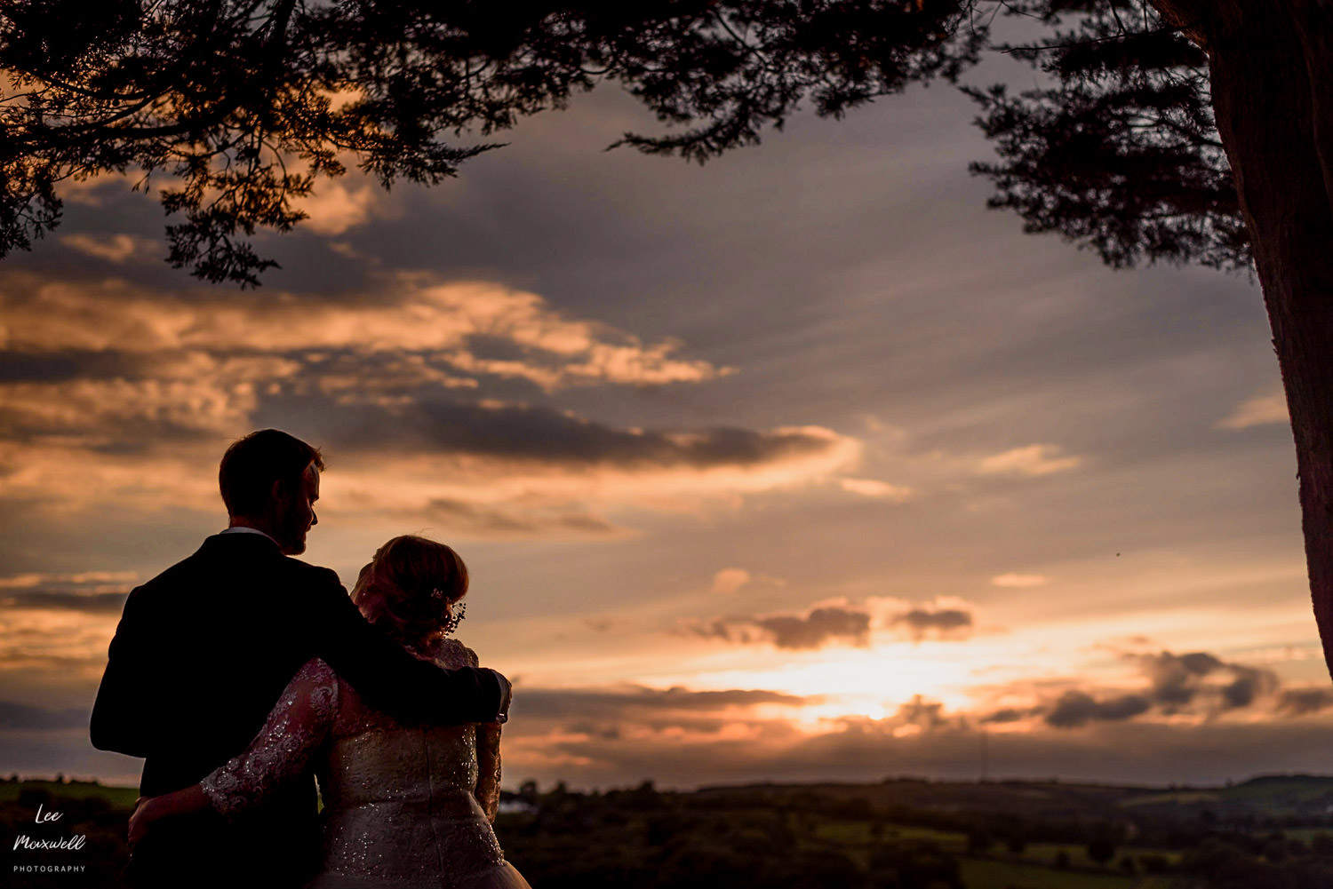 Sunset at Devon wedding