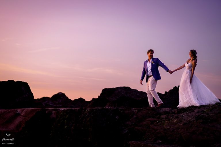 Bride & Groom at sunset