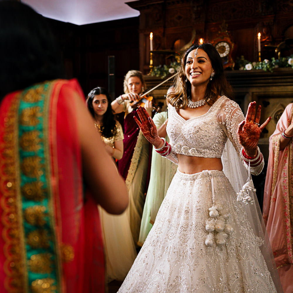 Dancing bride at Devon wedding