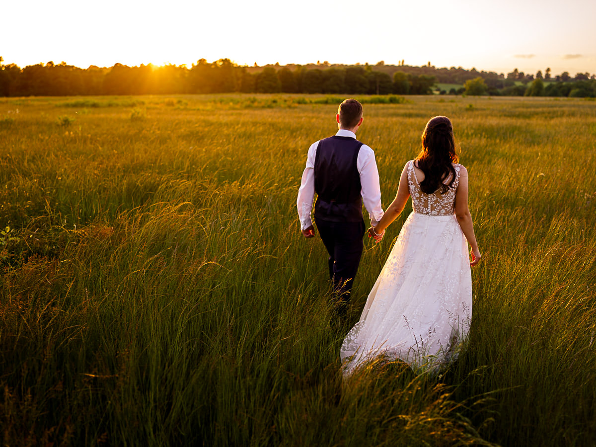 Golden sunset portrait at Cornish wedding