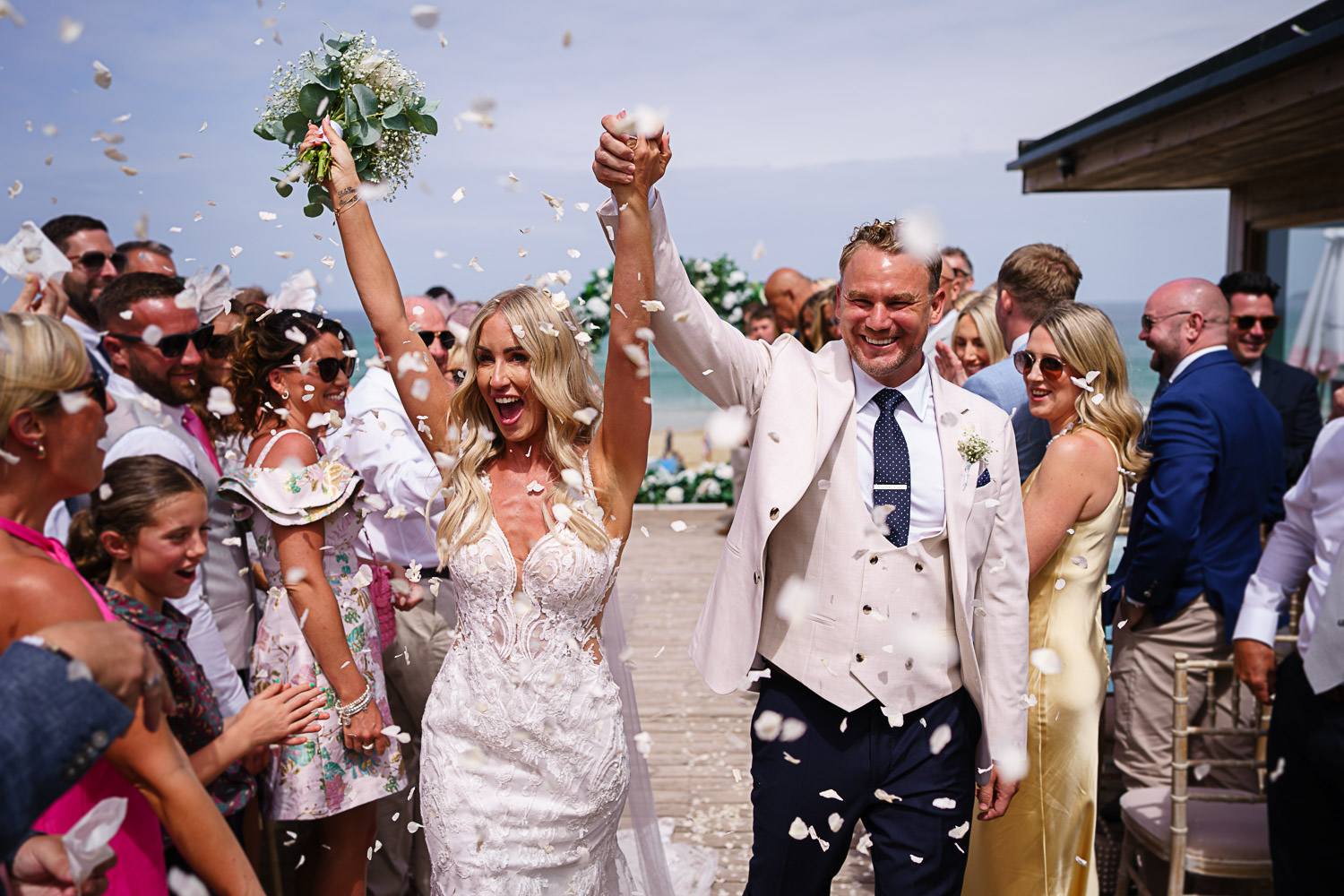 Devon wedding photographer at beach side wedding